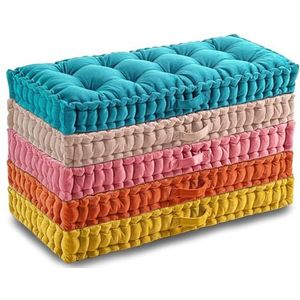 VisLarsc Bankkussen, binnen en buiten, 10 cm dik getuft ontwerp, schuim met hoge dichtheid, golvende biezen | Perfect voor erkerstoelen en terrasmeubels (beige, 70 x 70 x 10 cm)