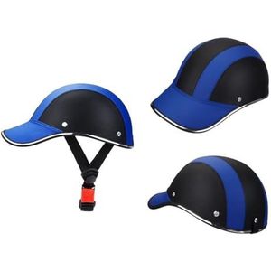 AISHANBAIHUODIAN Motorfiets Halfhelm Baseball Cap Stijl Dameshelm Volwassen Elektrisch Geschikt for fietshelmen Fiets Heren Klassieke scooter Berglicht ( Color : Black Blue )