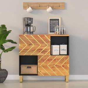 CBLDF Zijkast Bruin en Zwart 80x33,5x75 cm Massief Hout Mango