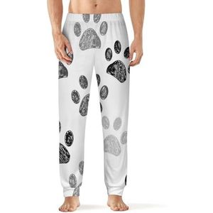 Hond Poot Print Zwart Wit Mannen Pyjama Broek Print Lounge Nachtkleding Bottoms Slaap Broek 6XL