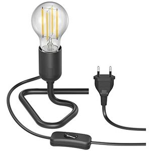 ledscom.de Tafellamp TRIN fitting driehoekige voet zwarte stekker schakelaar E27 LED lamp 1005lm, Smart Home, warm wit - koel wit