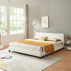 Corium® - Barcelona - Bedframe - Wit - Kunstleer - Inclusief Bedbodem