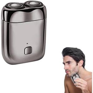 Horuili® Mini Electric Shaver, elektrisch scheerapparaat met dubbele kop voor mannen, draagbaar elektrisch mini-scheerapparaat, USB-oplaadbaar, drijvende magnetische zuiging