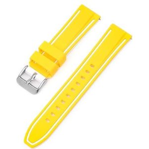 Quick Release Sport Silicone Horlogebanden Siliconen band Sport siliconen horlogeband 20 mm 22 mm 24 mm 26 mm Quick Release rubberen horlogeband Vervanging polsband Horlogebanden(Yellow White Y,26mm)