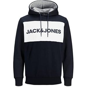 JACK & JONES Heren Hoodie Colourblocking Logo, blauw (Navy Blazer/Reg)., S