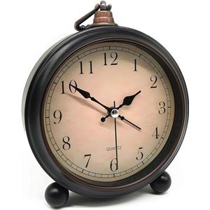 Lesipee Wekker met Romeinse retro wekker, analoog zonder tikken, geruisloos, werkt op batterijen, eenvoudige bediening en luid alarm, grote wijzerplaat van 10 cm