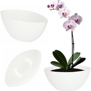 KADAX Bloempot, ovale bloempot, sierpot van kunststof, sierpot voor binnen, bloemen en planten, balkon, bloembak, moderne vorm, 38 x 14 cm, wit