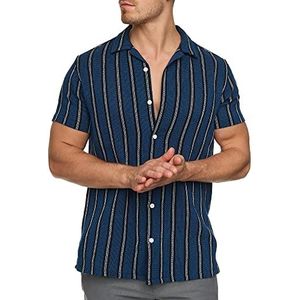 Indicode Heren INCosby Shirt | Kortarmhemd met button-down kraag Dark Blue M