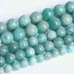 Natuursteen Blauwe Tijgeroog Kralen Ronde Losse Kralen 6 8 10 12mm Voor Sieraden Maken DIY Bedelarmband 15"" Groothandel-Amazoniet-4mm 85 tot 95 stuks