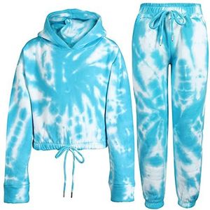 A2Z 4 Kids® Kinderen Meisjes Tie Dye Trainingspak Capuchon Met Joggingbroeken - T.S 314 Tie Dye Blue 9-10