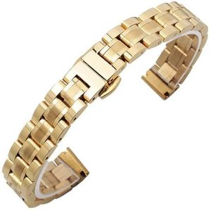 Jeniko Solide Roestvrijstalen Horlogeband Compatibel Met Armani Dames Kleine Horlogeband Compatibel Met Mesh Riem 6 Mm 8 Mm 10 Mm (Color : GD-05-Gold, Size : 14mm)