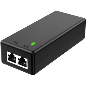 YuanLey Gigabit PoE injector-adapter 30 W, zet PoE niet om in PoE gigabit, Power Over Ethernet injector 48V IEEE 802.3af/at, 10/100/1000 Mbps PoE+ injector-adapter, plug & play, tot 100 meter