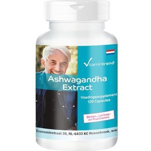 Ashwagandha Capsules Extract 1000mg - 120 hoge dosis capsules - Veganistisch en gemaakt in Duitsland | Vitamintrend®