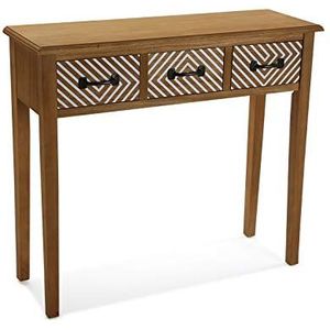 Versa Severn Smalle hal of vestibule Entree hal meubilair, Console Tafel, met 3 lades, Afmetingen (H x B x H) 80 x 30 x 90,5 cm, Hout, Kleur Bruin