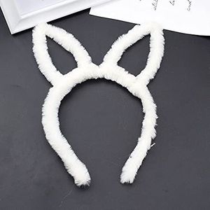 Schattige grappige stoffen haarband met konijnenoren, hoofdsieraad voor gezicht en gezicht (konijnenoor, wit)