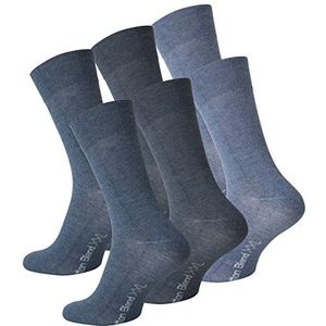 VCA 6 paar herensokken effen oversized XXL (maat 47-50), zwart, blauwtinten, grijs, katoen, blauwtinten, 47/50 EU