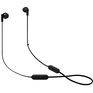 JBL Tune 215 Bluetooth Wireless in-ear oordopjes met kabel, 3 knoppen microfoon/afstandsbediening en platte kabel - zwart klein