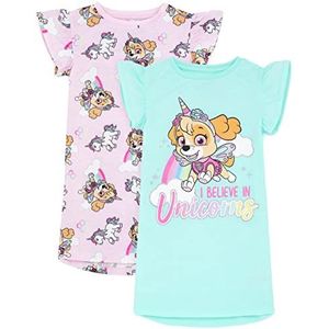 Paw Patrol Nightie 2 Pack Kids Girls Pink Blue Skye Unicorn Night Dress