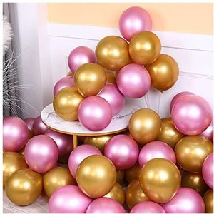 Ballonnen 10 stks 5/10 / 12 inch glanzende metalen parel latex ballonnen dikke chroom metalen kleuren helium lucht ballen verjaardagsfeestje decor Heliumballonnen (Color : Pink and gold, Size : 5inc