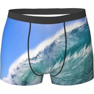 ZJYAGZX Ocean Big Wave Print Heren Boxer Slips Trunks Ondergoed Vochtafvoerend Heren Ondergoed Ademend, Zwart, S