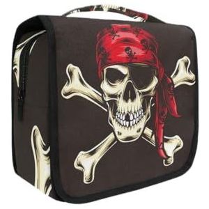 Hangende opvouwbare toilettas cosmetische tas schedel piraat rode kunst make-up reizen organizer tassen tas voor vrouwen meisjes badkamer