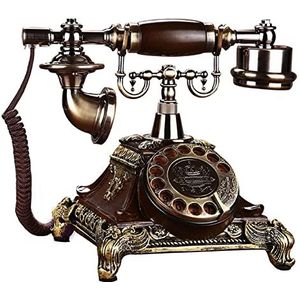 Retro vaste telefoon Vaste telefoon Antieke bureautelefoon Decoratief bruin en goud 18x18x23cm(Brown)