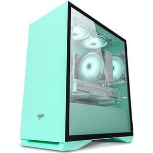 Mid-Tower Computerbehuizing ITX/M-ATX Met 5 ARGB-behuizingsventilatoren USB2.0-USB3.0-HD-audio, Gehard Glazen Zijpaneel(Green)