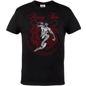 Muay Thai T-shirt. Vechtkunst. Heren Katoenen T-shirt met Print, zwart, S