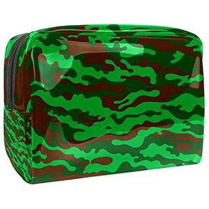 Make-up tas PVC Toilettas met ritssluiting Waterdichte cosmetische tas met groene Camo militair voor vrouwen en meisjes