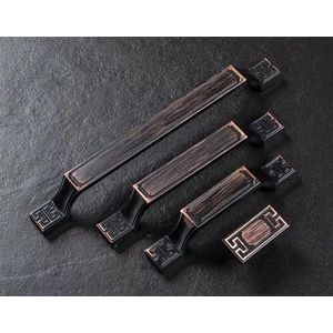 ROBAUN Vintage kastgrepen retro vierkante ladeknoppen zwarte kledingkast trekt meubelgrepen keukenaccessoires 1 stuk (kleur: ORB, maat: 128 mm)