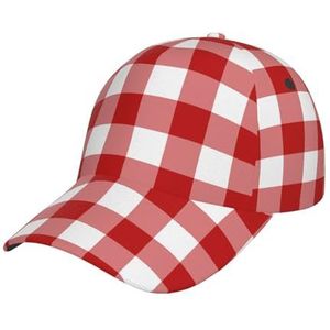 FUkker Honkbalpet, zonnehoed sportpet casual papa hoeden truckerhoeden snapback hoeden, rood en wit geruit, zoals afgebeeld, one size