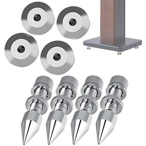 Luidspreker Spike, 4 Stuks Audio Luidspreker Spike 11 * 60mm Isolatie Spikes met 4 Stuks Schokbestendige Cone Base Pad voor HiFi Luidspreker of Luidspreker Frame