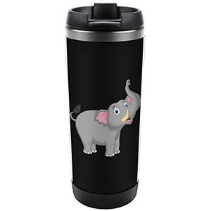 Leuke olifant cartoon grappige koffiekop reismok theemokken met lekvrij deksel voor warme en koude dranken