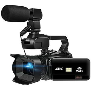 Digitale Camera, 60FPS 4K Vlog Camcorder 64MP Fotografie Videocamera Live Streaming 18X Zoom AF Digitale Recorder 4""Aanraakscherm draaien(NO SD Card,With MIC)