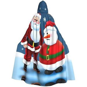 FRGMNT Kerstman en sneeuwpop print unisex volledige lengte capuchon mantel feestmantel perfect voor carnaval carnaval cosplay