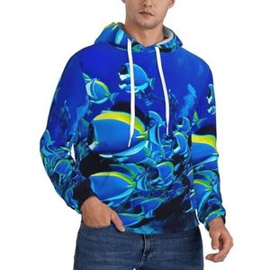 FBGHHTY Blauwe Vissen Oceaan Print Unisex Hooded Pullover Voor Dagelijkse Casual Wear Mode Warme Uitstapjes Reizen Hoodie, Zwart, XS
