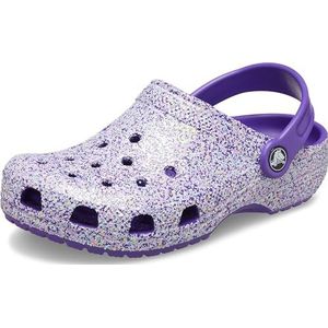 Crocs Kids Classic Glitter Clogs, Neon Purple/Multi, 5 US Unisex Toddler