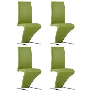 Prolenta Premium - Eetkamerstoelen zigzagvorm, 4 stuks, kunstleer, groen