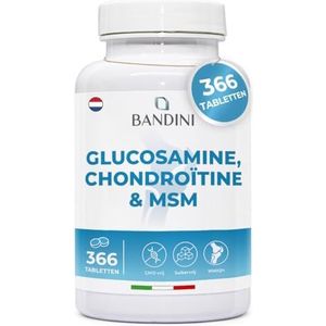Bandini® Glucosamine Chondroïtine MSM 366 tabletten met vitamine C | Voor gewrichten en kraakbeen | Complete formule met 600mg Glucosamine, 100mg Chondroïtine en MSM per dagelijkse dosis | 6 maanden