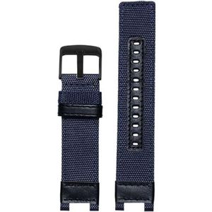 Geschikt for Casio G-SHOCK horlogeband GST-B100 S130 W300G 400g W330 W120 W410 Canvas horlogeband Nylon Armband (Color : Blue black, Size : 0mm)
