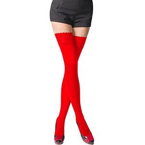 Romartex Ondoorzichtige 80 denier Microvezel Hold Ups kousen, 9 kleuren, maten S-XL, Rood, M