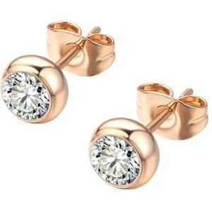 Eenvoudige Ronde Stud Earring Voor Wome Beknopte Rose Goud Kleur Mode-sieraden Oostenrijkse Crystal Dropship Leverancier, Eén maat, Agaat