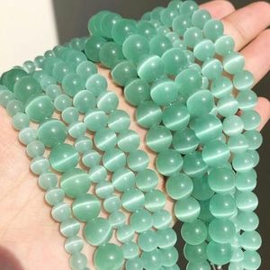 Natuursteen kralen Groene kattenoog Malachiet Agaat Kristal Jade Ronde losse kralen voor het maken van sieraden DIY accessoires 15''-kattenoog 3-10mm 36 stuks kralen