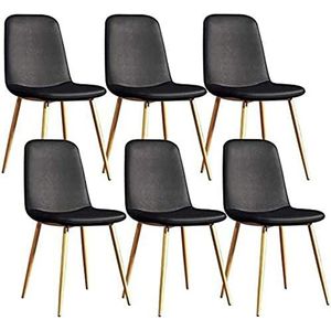 GEIRONV Moderne eetkamerstoelen set van 6, for woonkamer slaapkamer kantoor lounge stoelen met metalen poten PU lederen rugleuningen barkruk Eetstoelen (Color : Black, Size : 43x55x82cm)