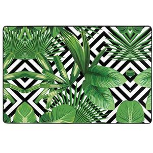 FRGMNT Groene bladeren van palmboom tropische plantenprint ultra zacht vloertapijt, luxe lounge gebied tapijt ideaal voor woonkamer, slaapkamer, kinderkamer