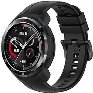 Yikamosi Compatibel met Honor Watch GS Pro Bandje,Snelle release Zachte Siliconen Roestvrij stalen sluiting Vervangende Bandje voor Honor Watch GS Pro,Zwart