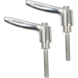 Set van 2 M10 roestvrij staal 304 handknoppen met buitendraad en verstelbare klemhendel (M10 x 80 vrouw)