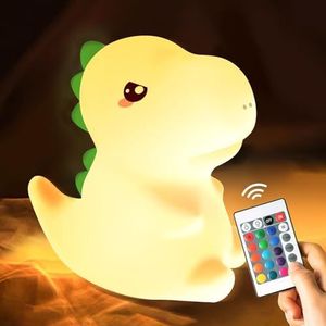 Nachtlampje voor baby's, kinderen, oplaadbaar en draagbaar, 8 kleuren licht, nachtlampje, dinosaurus, nachtlampje, baby, bedlampje, kawaii-decoratie, meisjeskamer