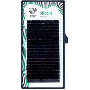 LOVELY Siliconen individuele wimpers voor wimperverlenging, zwart, wimperextensies met C, D L, M, buiging, individuele wimperverlenging met 16 rijen, C, buiging, dikte: 0,12 mm, lengte: Mix Box