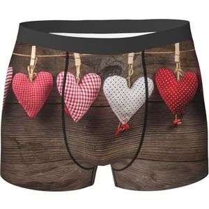 EdWal Sportief ondergoed voor heren met hartjesprint, ondergoed voor heren, boxerslip, zacht ondergoed, Zwart, XXL
